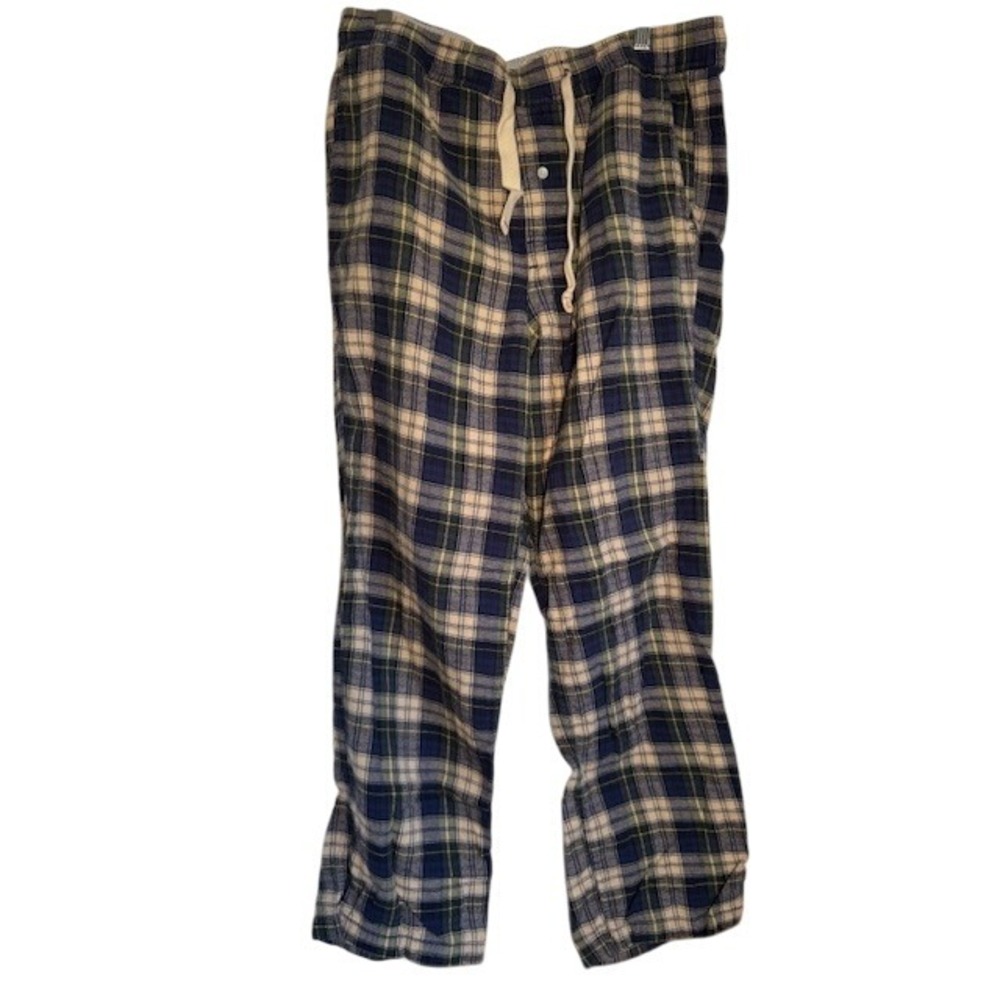 J‎ Crew Mens Plaid Flannel Pajama Pants Lounge Sleepwear Drawstring Pockets - L